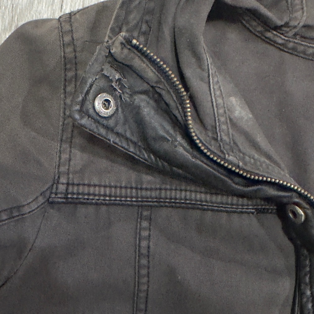 Vtg Y2K Abercrombie & Fitch Anorak Jacket Utility Military Hooded Gray Small - Picture 12 of 12